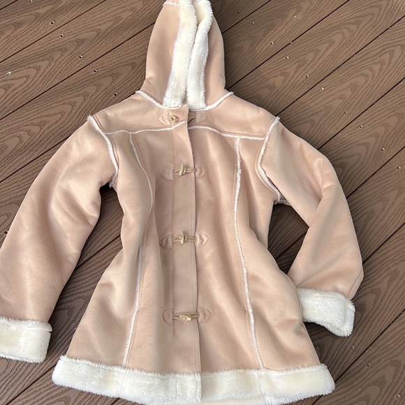 Christie Brooks tan hooded pocketed sherling fleece lined coat Girls, 16 (XL) - Picture 5 of 10